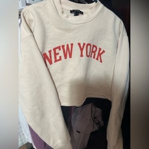 cropped fleece graphic sweatshirt- forever 21